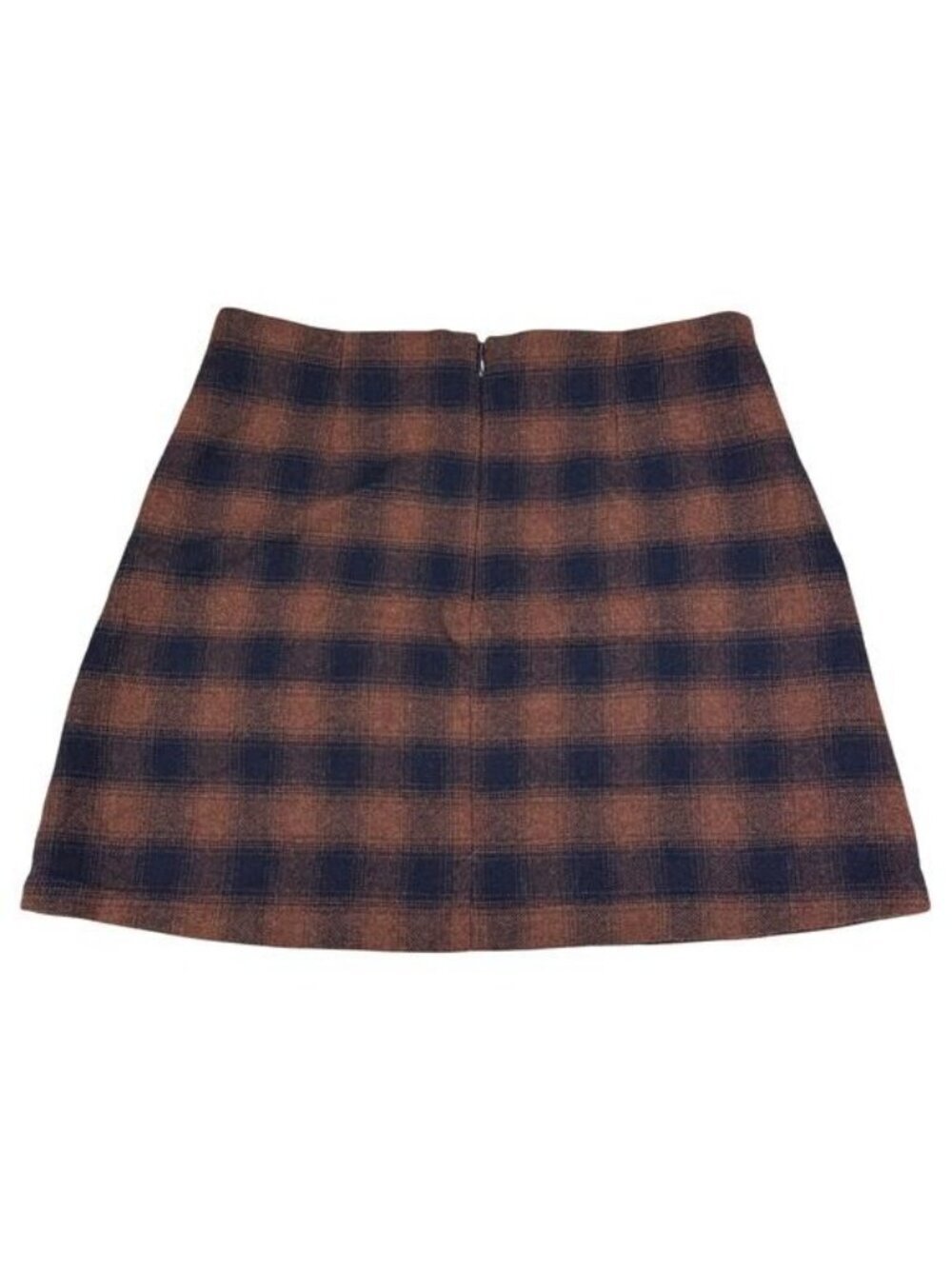 WILFRED Aritzia Classic Mini Skirt in Navy Rust Fade Plaid Sz 00 - Picture 5 of 6